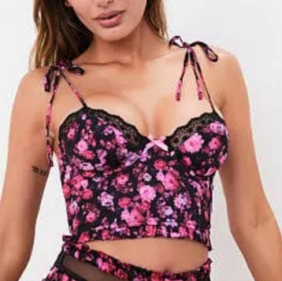 New!For Love and Lemons Farrah Bustier Black Floral
